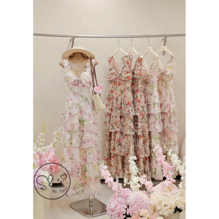 Váy Tơ Maxi Hoa Bèo Tầng Nhún Ngực Chuẩn She’s