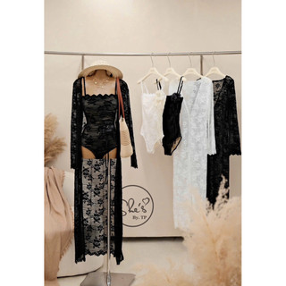 Set Bikini 1 Mảnh Ren Dây Hoa Mix Choàng Chuẩn She’s