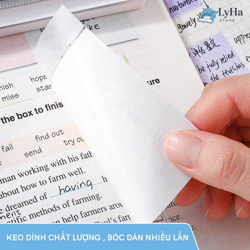 Giấy Note Ghi Chú 60 Tờ 3 trong 1 , Sticky Note Gập Mở Dán Đè Không Che Chữ , Dùng Học Tập Tiện Lợi cho Học SInh