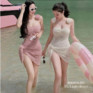 TKL1 Bikini ren kèm khăn hoa vai siêu hot, sang chảnh