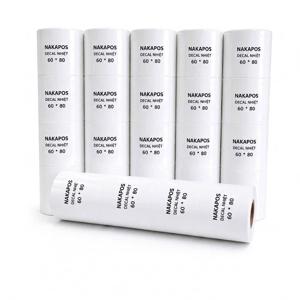 [ COMBO 10 CUỘN ] Giấy In Nhiệt 60x80 mm - 6x8 cm Sẵn keo chắc chắn nét 60*80 chữ sắc mịn 6*8 Tem Mã Vạch [10 CUỘN ]