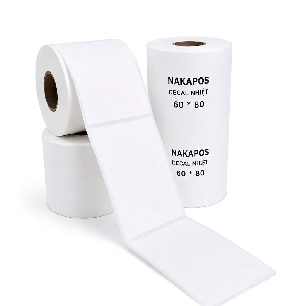 Giấy In Tem Phụ 60x80 mm - 6x8 cm Sẵn keo chắc chắn in nhiệt 60*80 Decal nhiệt giấy in nhiệt 6*8 Tem mã vạch giấy nhiệt