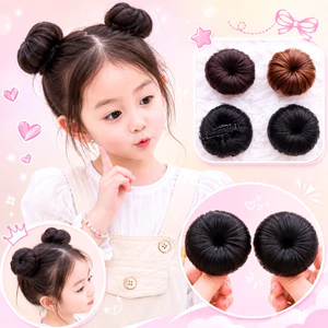 Tóc giả búi natra/ Búi mini tròn cho bé có kẹp cài loại siêu dày dặn giá rẻ 1 cái
