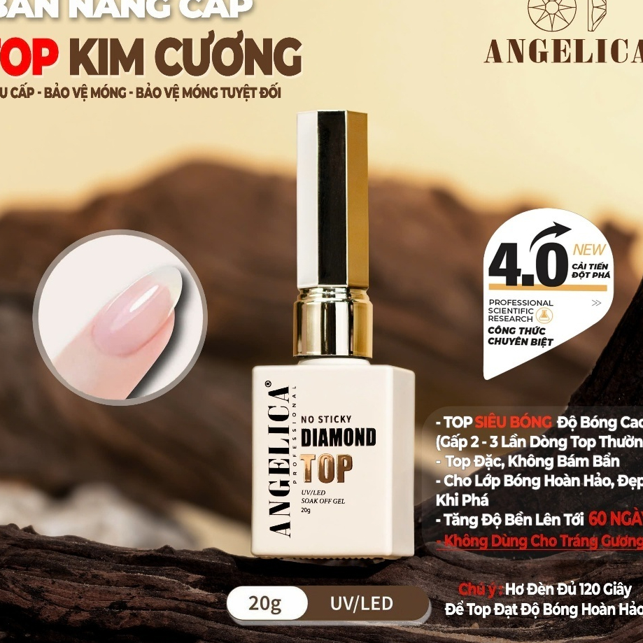 Top Kim Cương ( Top Bóng ) Siêu Cấp Angelica - Siêu Bóng Siều Bền Bảo Vệ Móng Tuyệt Đối ANG-T