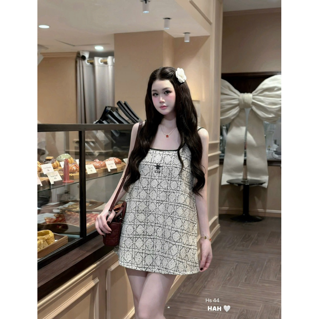 Váy dạ ba lỗ hoạ tiết dáng A trẻ trung đi chơi