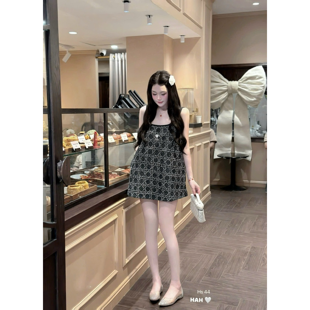 Váy dạ ba lỗ hoạ tiết dáng A trẻ trung đi chơi