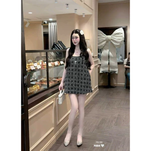 Váy dạ 2 dây thêu dáng ngắn xinh xỉu