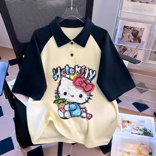 Áo polo bé gái, áo phông có cổ bé gái fom rộng chất vải poly cá sấu dày dặn hình in pet 5D sắc nét cho bé 25-53kg(T03)
