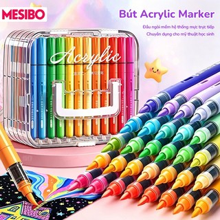 Bút Màu Màu Acrylic Marker Tranh Vẽ Cho Bé Nhiều Màu Ngòi Brush Combo Hộp Đa Dạng Màu Sắc Vẽ Được Trên Mọi Chất Liệu