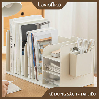 Kệ Để Sách Vở Nhiều Ngăn LoviOffice 2633 Kèm Khay Đựng Bút - Giá Sách Để Bàn Đa Năng Tiện Lợi Cao Cấp