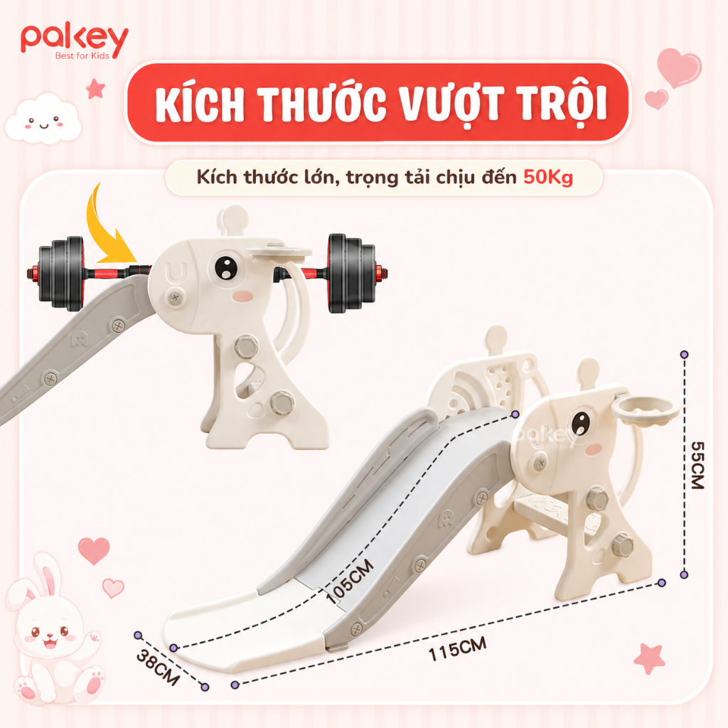 [Ship Hoả Tốc] Cầu Trượt Cho Bé Trong Nhà, Ngoài Trời Hình Hươu Có Kèm Vòng Bóng Rổ Và Bóng Rổ Mẫu Mới 2026 - KS04