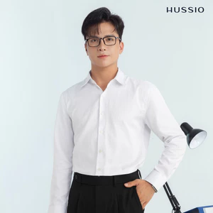 Sơ mi nam công sở 8 Hours, chất liệu Jacquard Smart sọc nổi, dày dặn, chuẩn form Slim Fit HUNI - HUSSIO