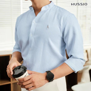 Áo sơ mi nam tay dài SORI, chất liệu vải mềm, giảm nhăn, thoáng khí, form công sở hiện đại - HUSSIO