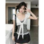 Set Áo Nữ 2 Món Cardigan Trắng Tay Ngắn Kèm Áo Hai Dây Sọc – Áo Phối Layer Thời Trang Mùa Hè