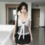 Set Áo Nữ 2 Món Cardigan Trắng Tay Ngắn Kèm Áo Hai Dây Sọc – Áo Phối Layer Thời Trang Mùa Hè