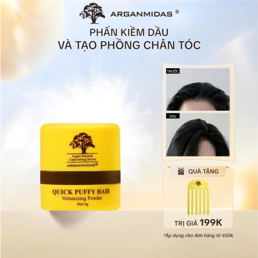 Phấn Kiềm Dầu Tạo Phồng Chân Tóc Arganmidas, Phấn Gội Khô Giúp Tóc Bồng Bềnh