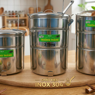 Cặp Lồng Inox 304 Trường Thành 14cm - Camen Đựng Cơm Thức Ăn Dày Dặn, An Toàn Sức Khỏe