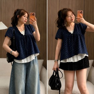 (HOT HIT) Áo babydoll 2 lớp họa tiết chất đũi hoa nhí phối ren trắng thắt nơ dáng xuông