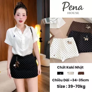 Chân Váy Chữ A Chấm Bi Dáng Ngắn 3 Khoá Kéo Hàng Chuẩn Phong Cách Hàn Quốc - Pena House1234