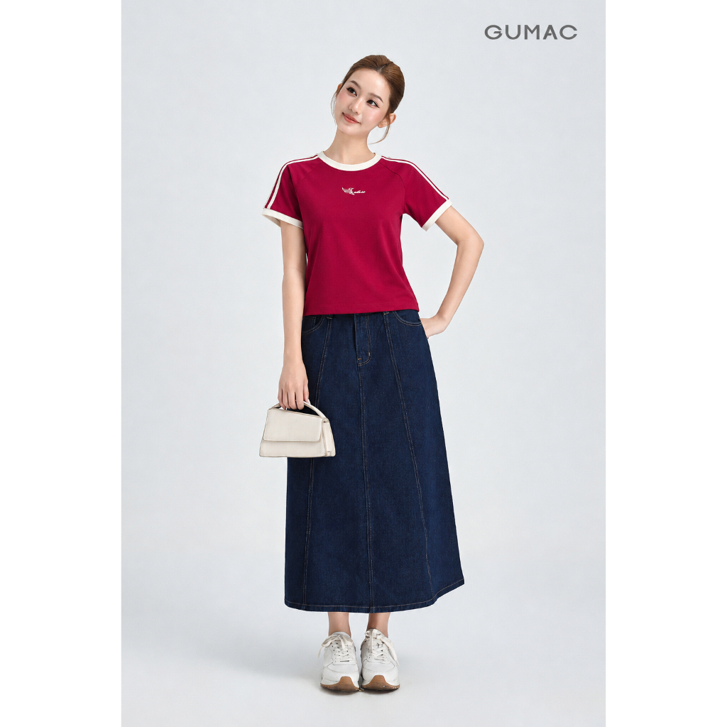 Áo Thun Nữ GMORNING Form Lửng Tay Raglan Phối Sọc Chất Cotton 2C Năng Động Trẻ Trung YATG06045