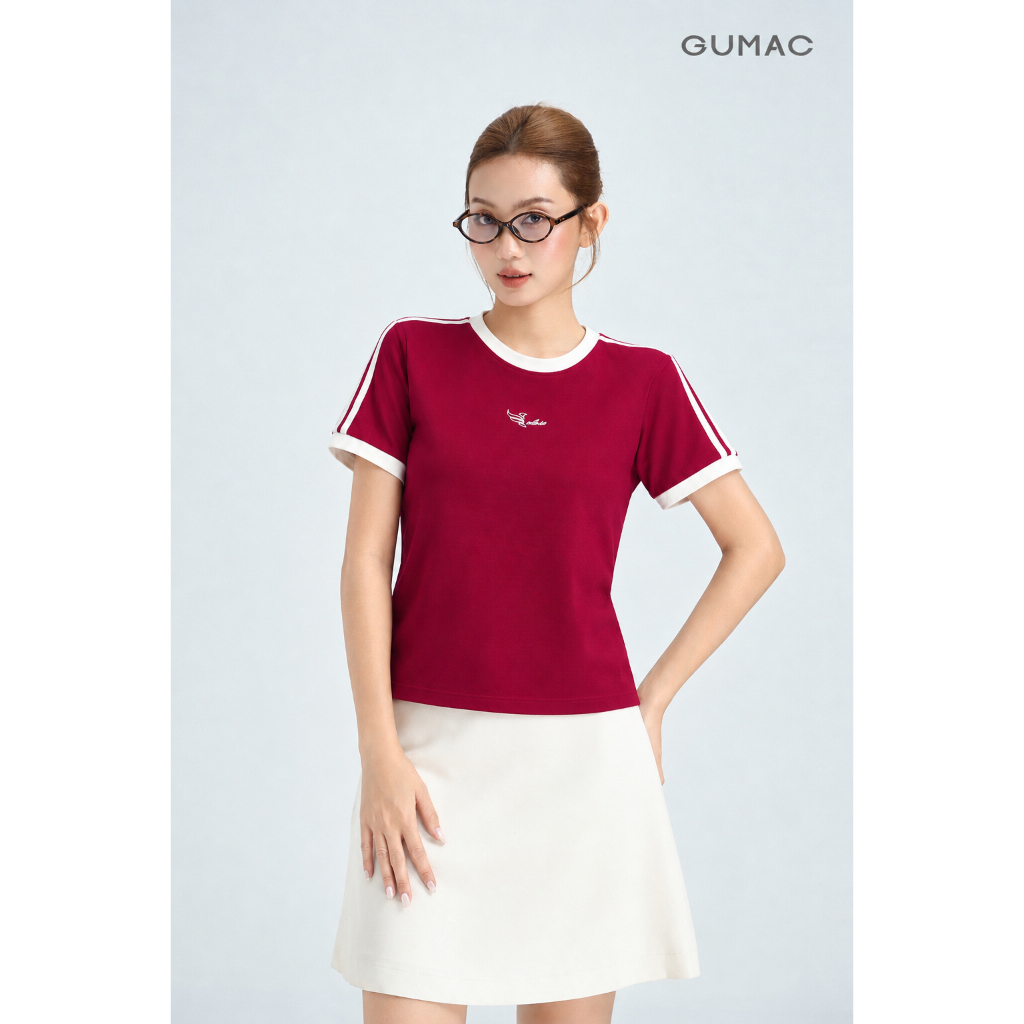 Áo Thun Nữ GMORNING Form Lửng Tay Raglan Phối Sọc Chất Cotton 2C Năng Động Trẻ Trung YATG06045