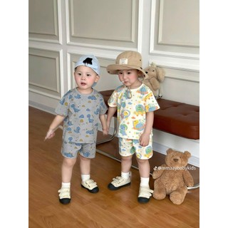 Set bộ cộc tay cho bé TRAI, bộ quần áo mùa hè cho bé TRAI in hình KHỦNG LONG chất thun lạnh mềm mịn thoáng mát(T03)