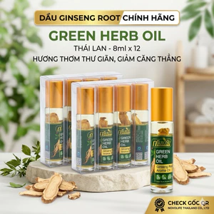 Dầu Lăn Nhân Sâm Green Herb Oil Thái Lan 8ml - Dầu Sâm Thảo Dược Giảm Đau Đầu Say Xe Chính Hãng⁠