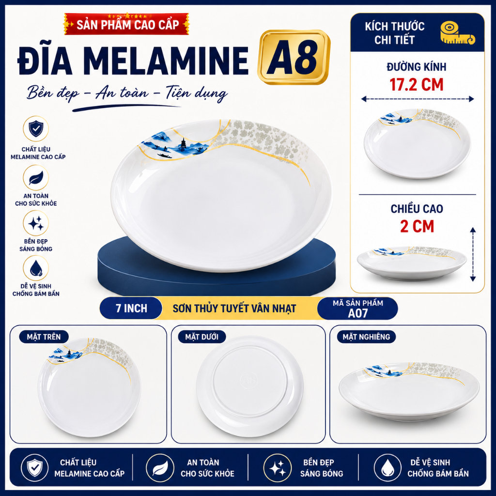 ĐĨA  A07 MELAMINE A8 CAO CẤP – PHONG CÁCH PHƯƠNG ĐÔNG SANG TRỌNG..............