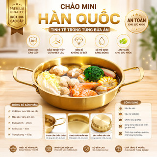 Nồi Nấu ăn Mini Inox Cao Cấp 20CM - Nấu Lẩu, Mì Cay,Nướng,Xào Dùng Cho Mọi Loại Bếp Trong Nhà