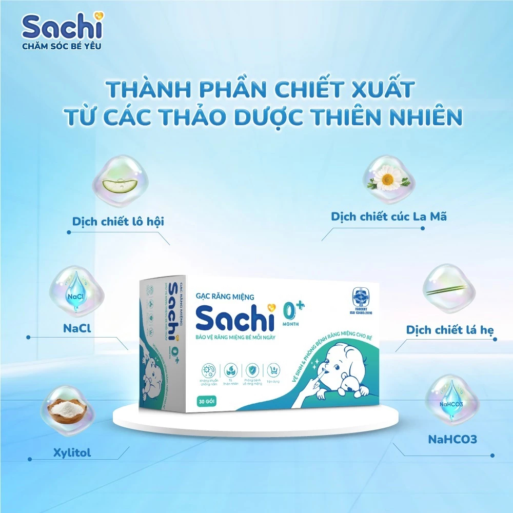 Gạc Răng Miệng SACHI Cho Bé Từ 0 Tháng Tuổi Hộp 30 Gói