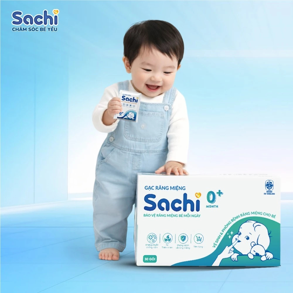 Gạc Răng Miệng SACHI Cho Bé Từ 0 Tháng Tuổi Hộp 30 Gói