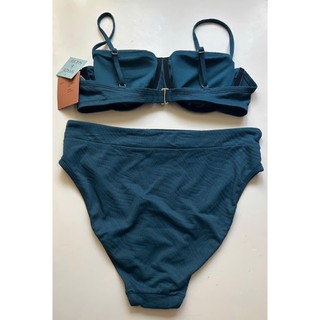 Bộ bơi 2 mảnh, bikini đi biển nữ màu xanh sang trọng, áo có gọng sẵn đệm ngực hàng VNXK