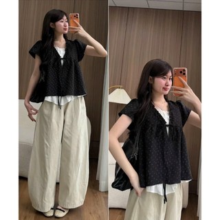 Áo babydoll cộc tay phối ren trắng mix hoa nhí siêu xinh dành cho nữ nhiều màu - MẪU MỚI