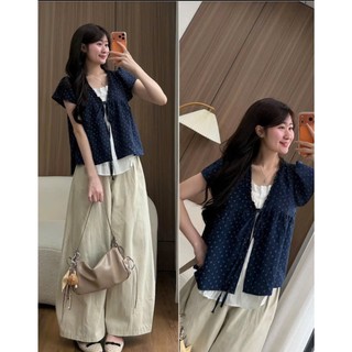 Áo babydoll cộc tay phối ren trắng mix hoa nhí siêu xinh dành cho nữ nhiều màu - MẪU MỚI