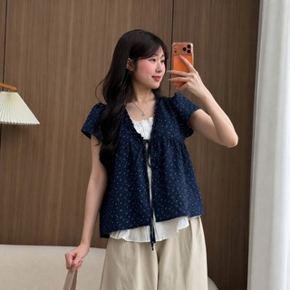 Áo babydoll cộc tay phối ren trắng mix hoa nhí siêu xinh dành cho nữ nhiều màu - MẪU MỚI