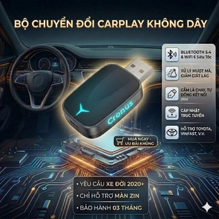 Bộ kết nối USB Carplay không dây Cronus - WIFI 6 + Bluetooth 5.4 ,Bảo hành tại Việt Nam, Có Update OTA