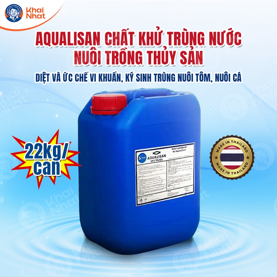 Aqualisan chất khử trùng nước nuôi trồng thủy sản (22kg/can) - Diệt và ức chế vi khuẩn, ký sinh trùng nuôi tôm, nuôi cá
