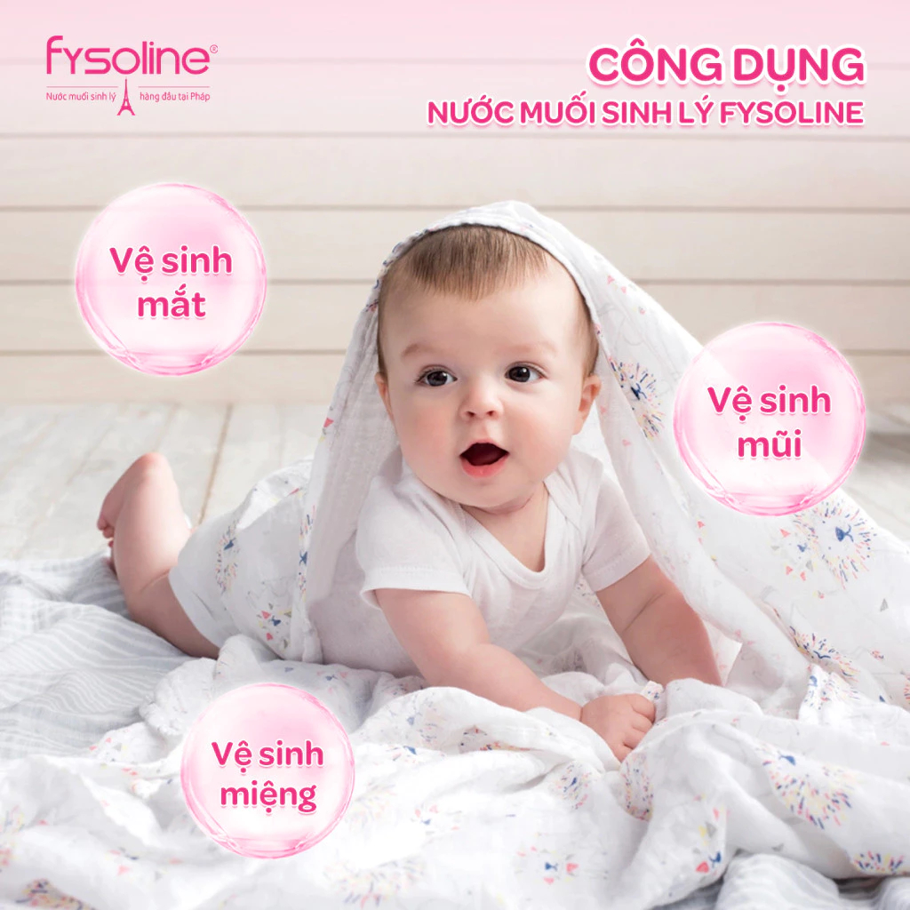 (Date T5.2027) Combo 3 hộp Fysoline hồng 40 ống x 5ml - Nước muối sinh lý vệ sinh mắt mũi miệng cho trẻ sơ sinh