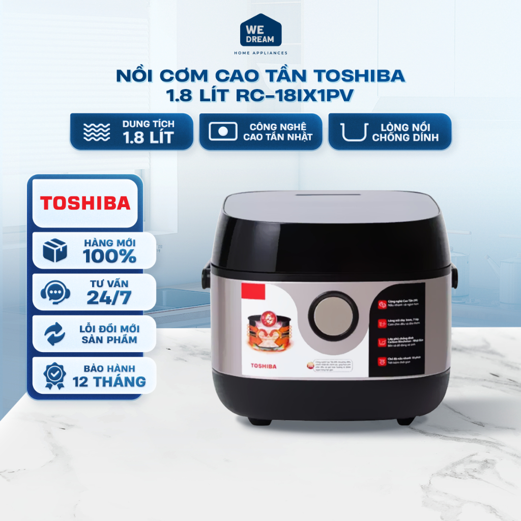 Nồi Cơm Cao Tần Toshiba RC-18IX1PV 1.8L - Hàng Chính Hãng