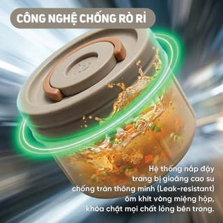 Hộp Cơm Giữ Nhiệt Lebenlang LBL2019 2.4L 3 Tầng Chống Tràn, Giữ Nóng Lâu, Kèm Muỗng Đũa Inox 304