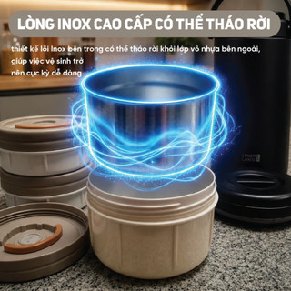 Hộp Cơm Giữ Nhiệt Lebenlang LBL2019 2.4L 3 Tầng Chống Tràn, Giữ Nóng Lâu, Kèm Muỗng Đũa Inox 304