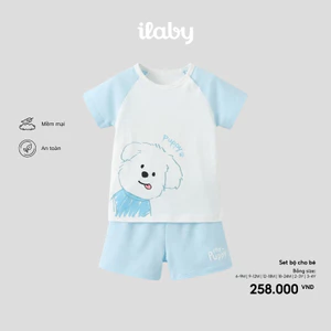 Bộ quần áo cộc tay cho bé hình cún Puppy đáng yêu, chất cotton mềm mịn thoáng mát [0048]