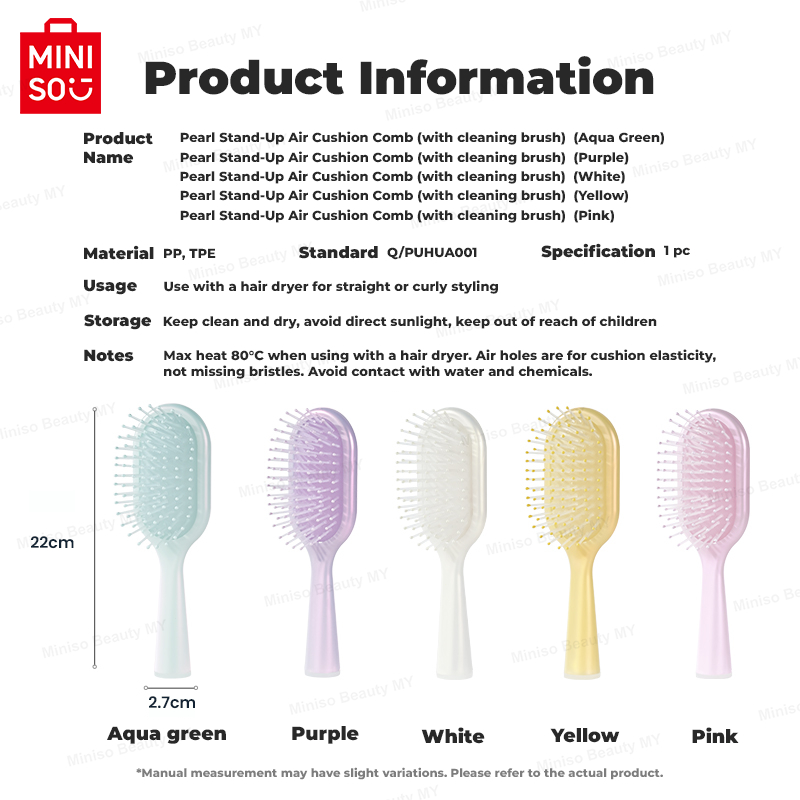 Miniso Lược Đệm Khí Massage Da Đầu Giảm Rụng Tóc Kích Thích Tuần Hoàn Máu Thư Giãn Đàn Hồi Chân Ái