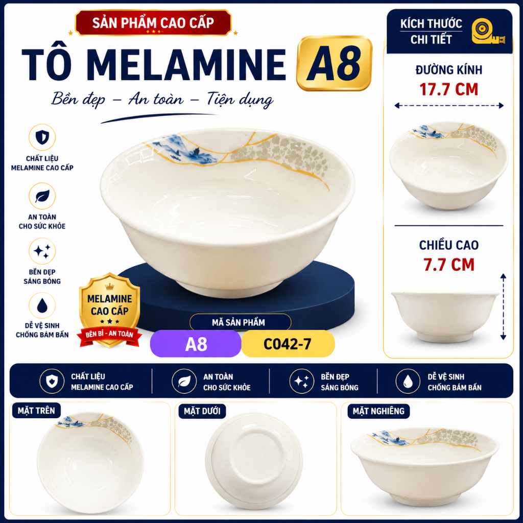 BÁT TÔ  C042-7  MELAMINE A8 CAO CẤP – PHONG CÁCH PHƯƠNG ĐÔNG SANG TRỌNG