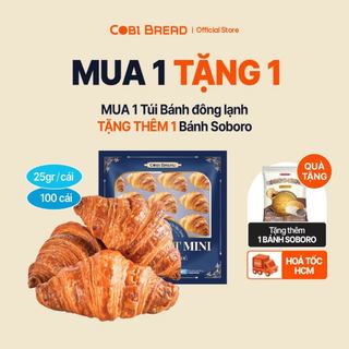 [Hỏa tốc HCM] Bánh Đông Lạnh Croissant Ngàn Lớp 25gr - Túi 10 bánh/100 bánh Cobi Bread HSD 12 Tháng