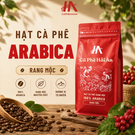 Cà Phê Arabica Rang Mộc Hải An Nguyên Chất – Hạt Cà Phê Arabica Mộc, Thơm Tự Nhiên, Gu Đậm Vị