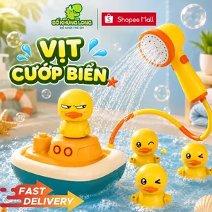 Vòi Sen Tắm Vịt Cướp Biển Phun Nước 4 Trong 1 Tự Động BỐ KHỦNG LONG Đồ Chơi Tắm Cho Bé Đồ Chơi Dưới Nước Cho Bé