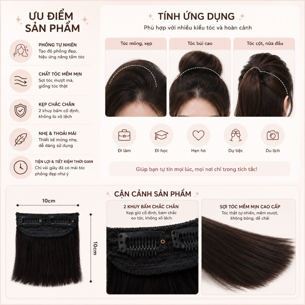 [TOP BÁN CHẠY] TÓC GIẢ KẸP PHỒNG TÓC/ PHÍM PHỒNG MINI ĐIỆU ĐÀ CHẤT TÓC CHỊU NHIỆT CỰC TỐT
