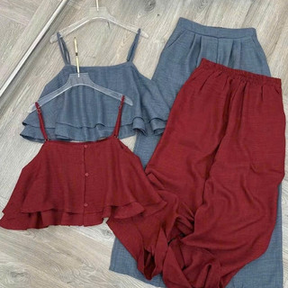 (Đẹp như hình) Set Đũi Nữ 2 DÂY Quần Suông DÀI  MÁT MẺ  Cho Các Chị Em THOITRANGNAM1986