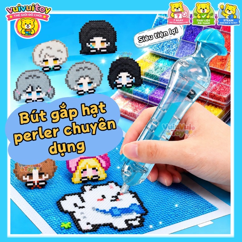 【Hàng có sẵn🚚】Bút gắp hạt dạng bấm + Bàn ủi chuyên dụng đế chống dính-Bộ dụng cụ hạt xếp perler